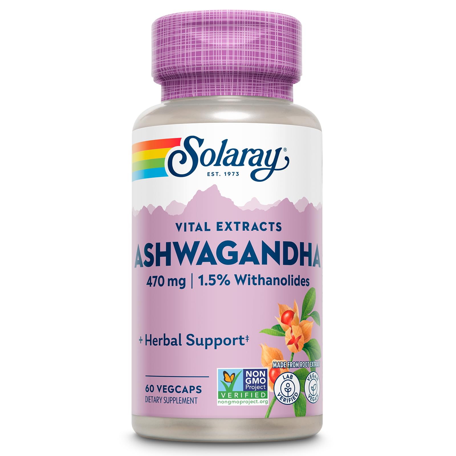SOLARAY Ashwagandha Capsules 470mg front view