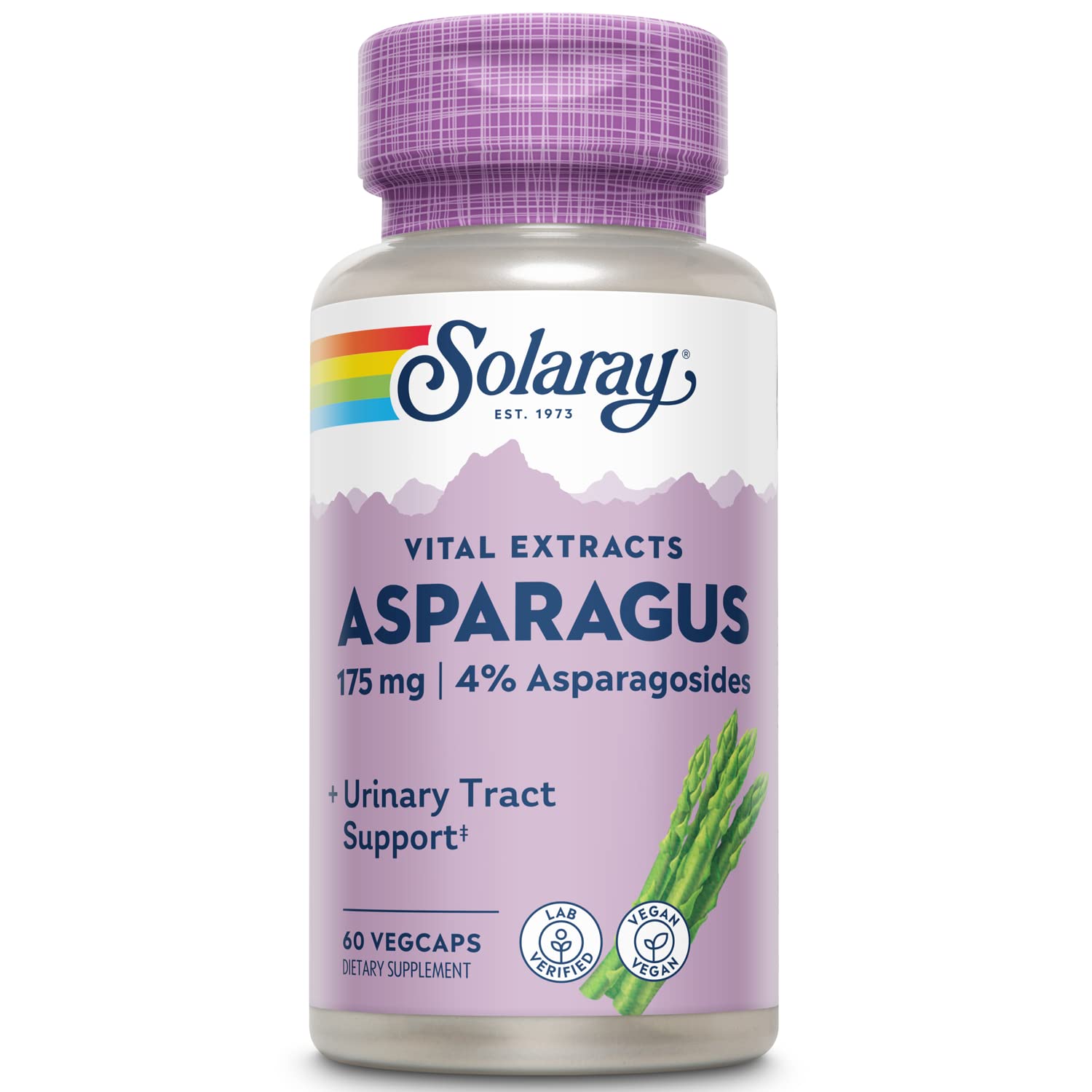 SOLARAY Asparagus Rhizome Extract 60 VegCaps front view