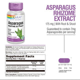 SOLARAY Asparagus Rhizome Extract packaging with ingredients list