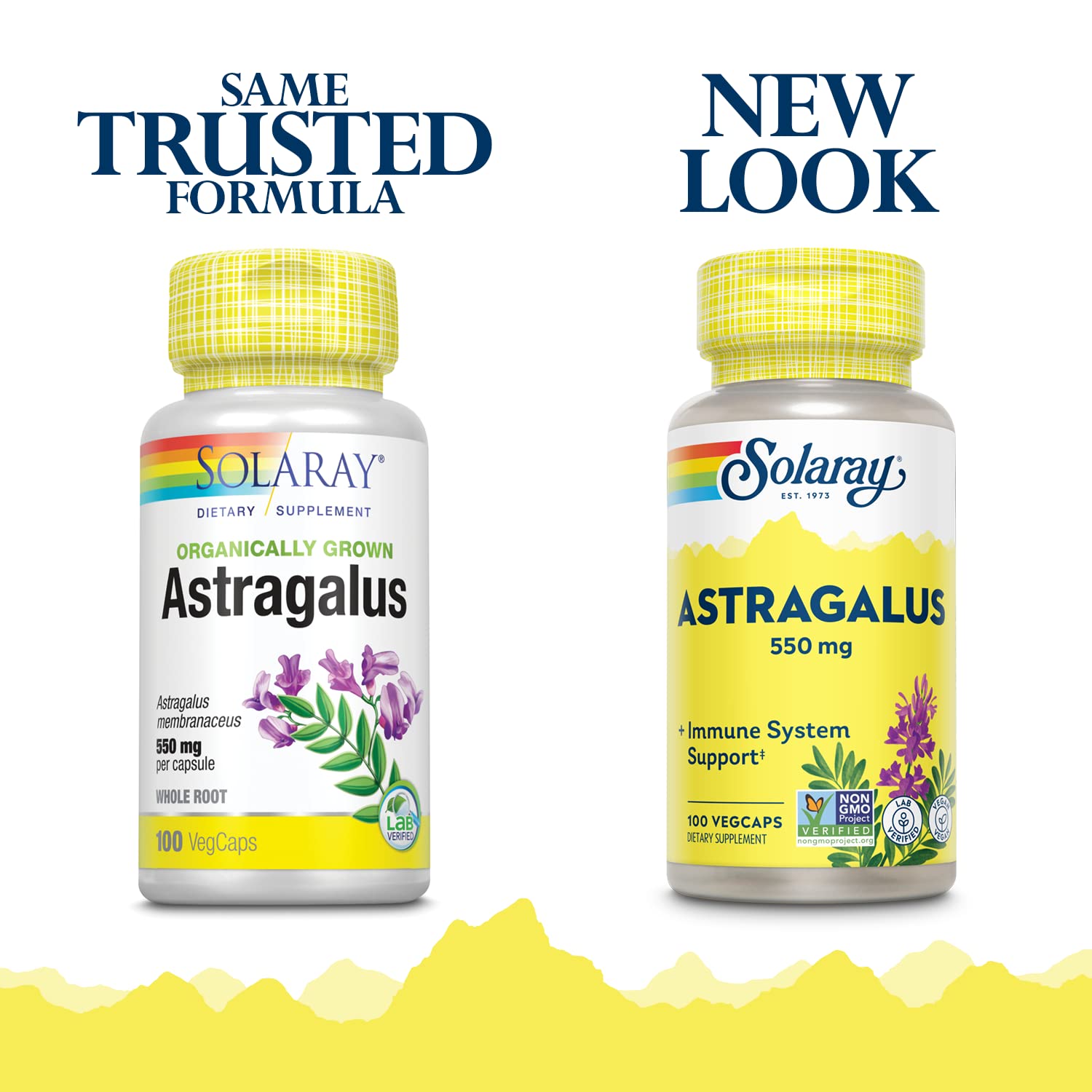 SOLARAY Astragalus Root Supplement 550mg VegCaps side view