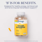 SOLARAY B-Complex Vitamins 50mg capsules on a wooden table