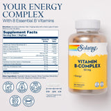 SOLARAY B-Complex Vitamins 50mg side view with label details