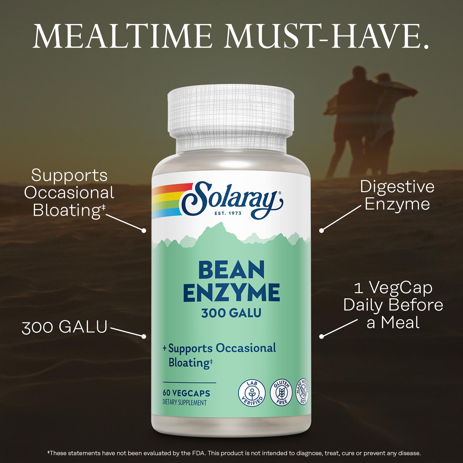 SOLARAY Bean Enzyme capsules in a hand