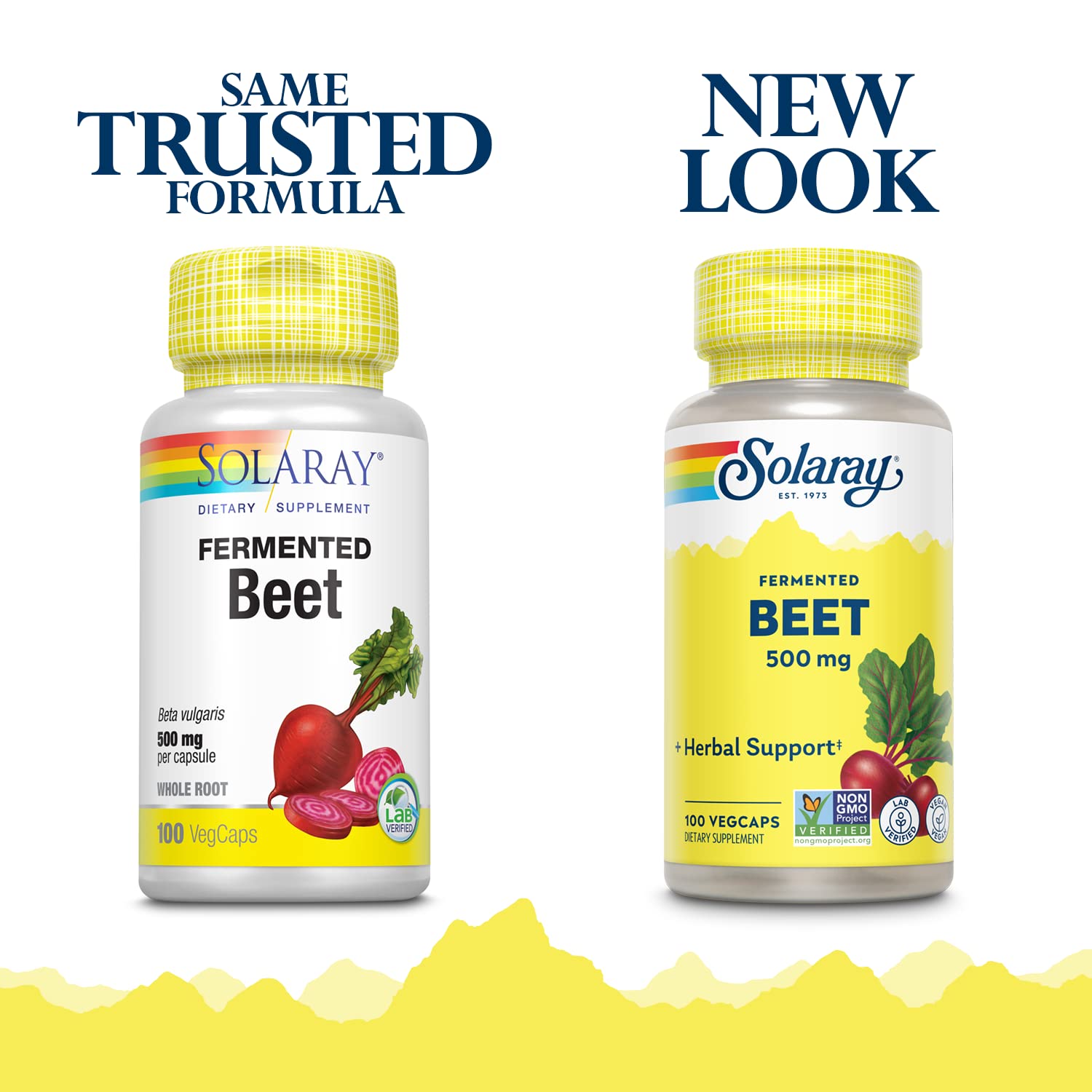SOLARAY Beet Root Capsules 500mg bottle side view