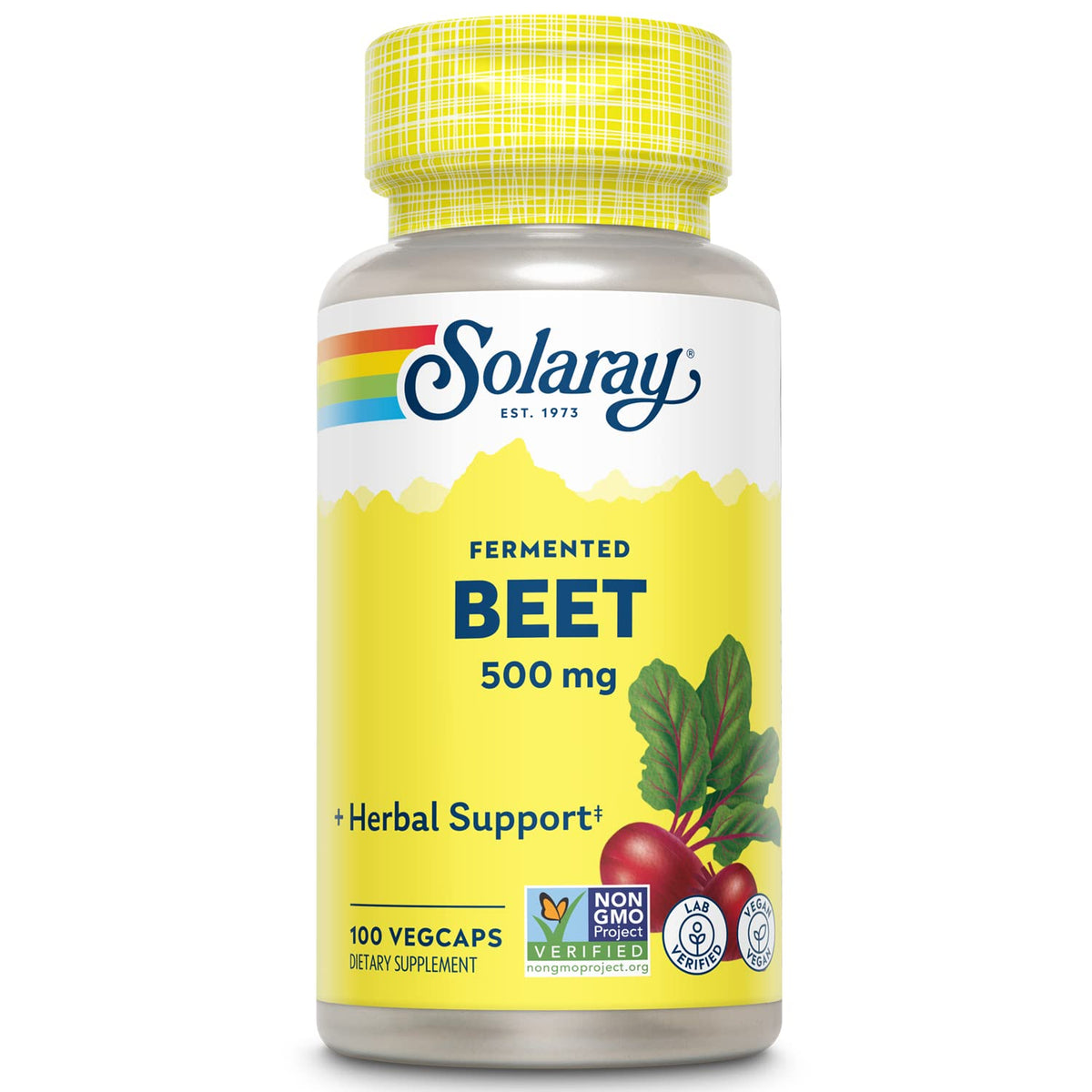 SOLARAY Beet Root Capsules 500mg front view
