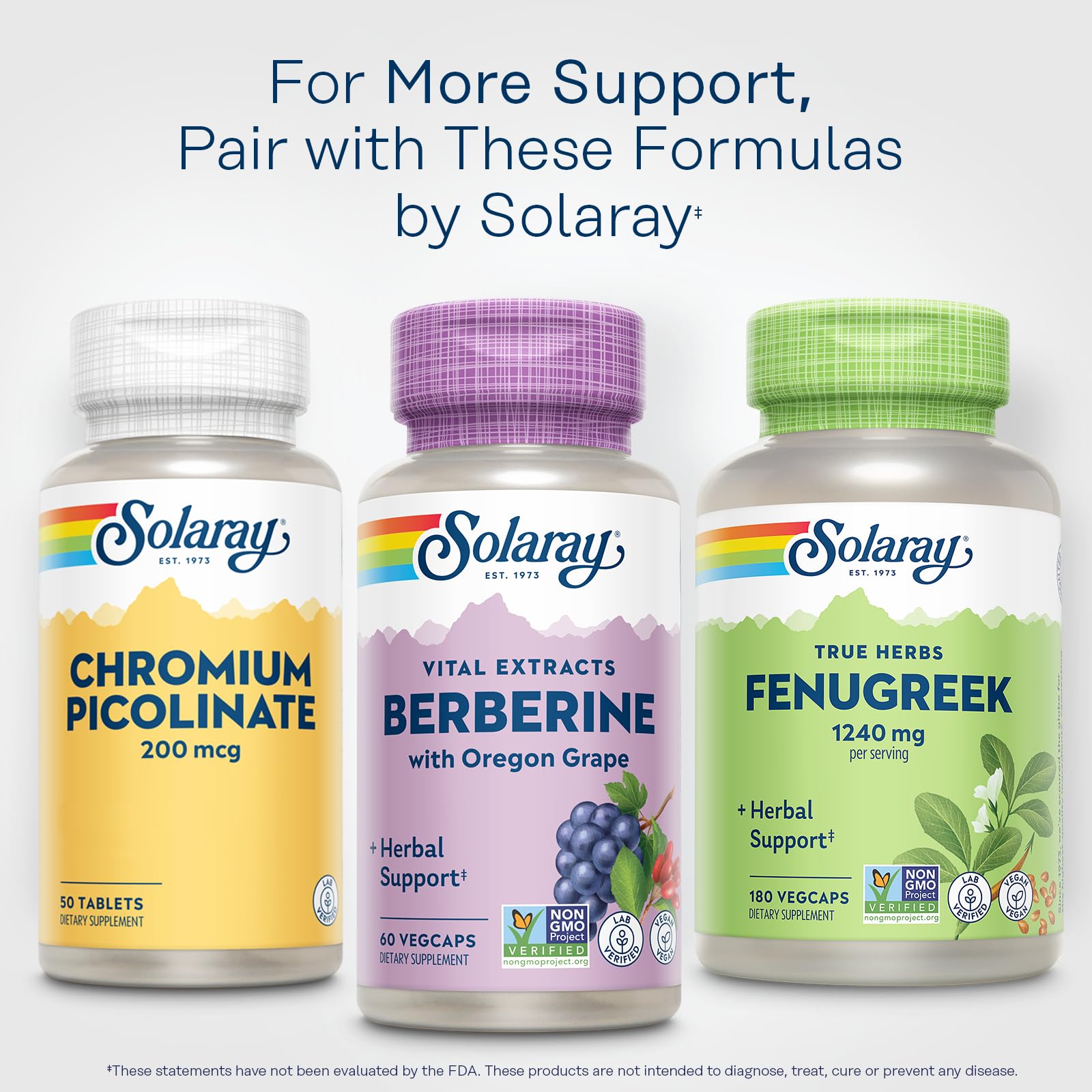 SOLARAY Berberine bottle showing post-consumer recycled label