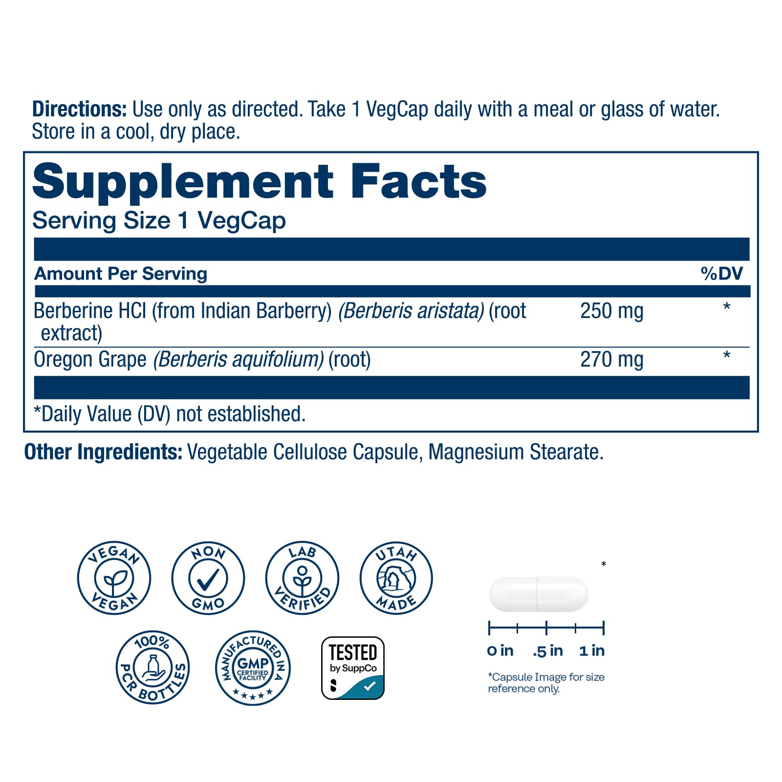 SOLARAY Berberine bottle with label showing ingredients
