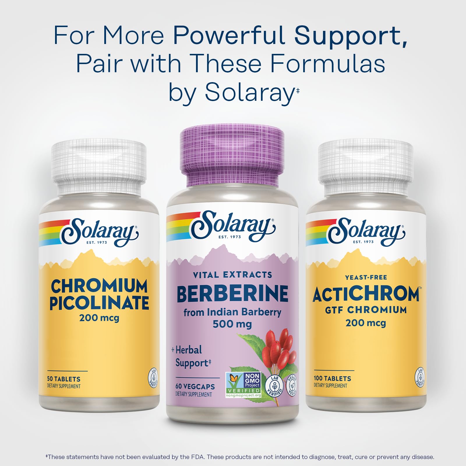 SOLARAY Berberine Complex 250mg 60 Capsules with eco-friendly packaging