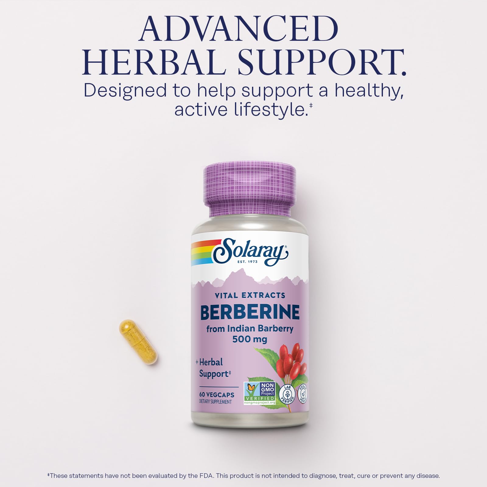 SOLARAY Berberine Complex 250mg 60 Capsules with packaging