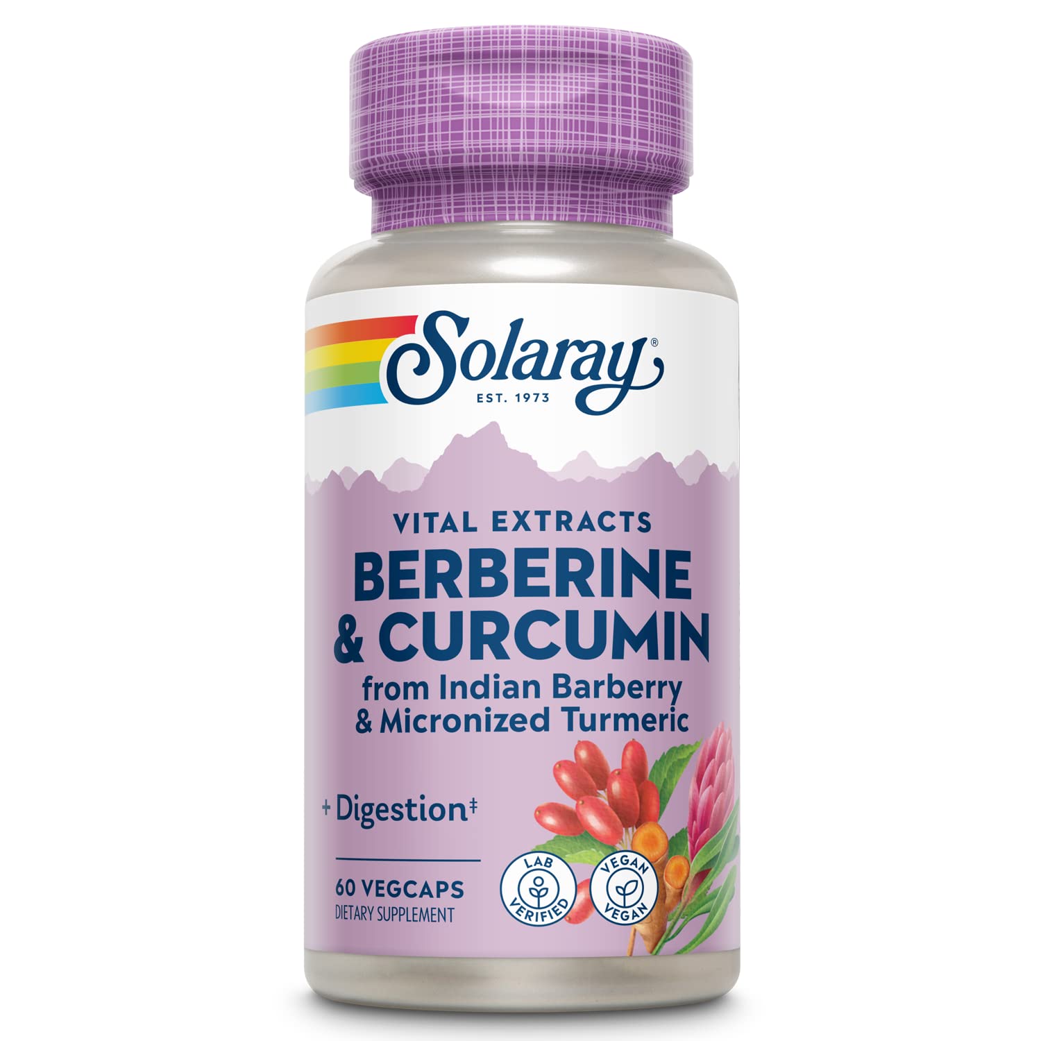 SOLARAY Berberine & Curcumin Capsules 300mg front view