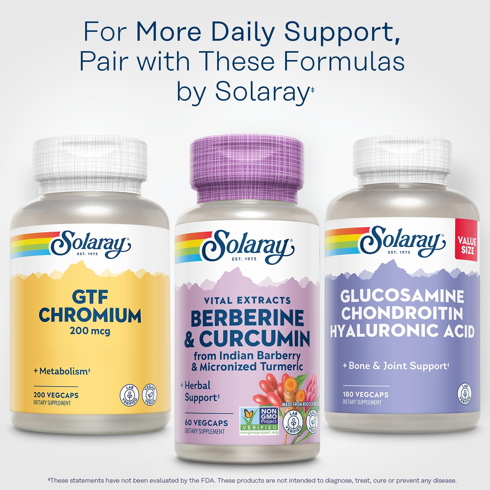 SOLARAY Berberine & Curcumin Capsules 300mg with a measuring spoon