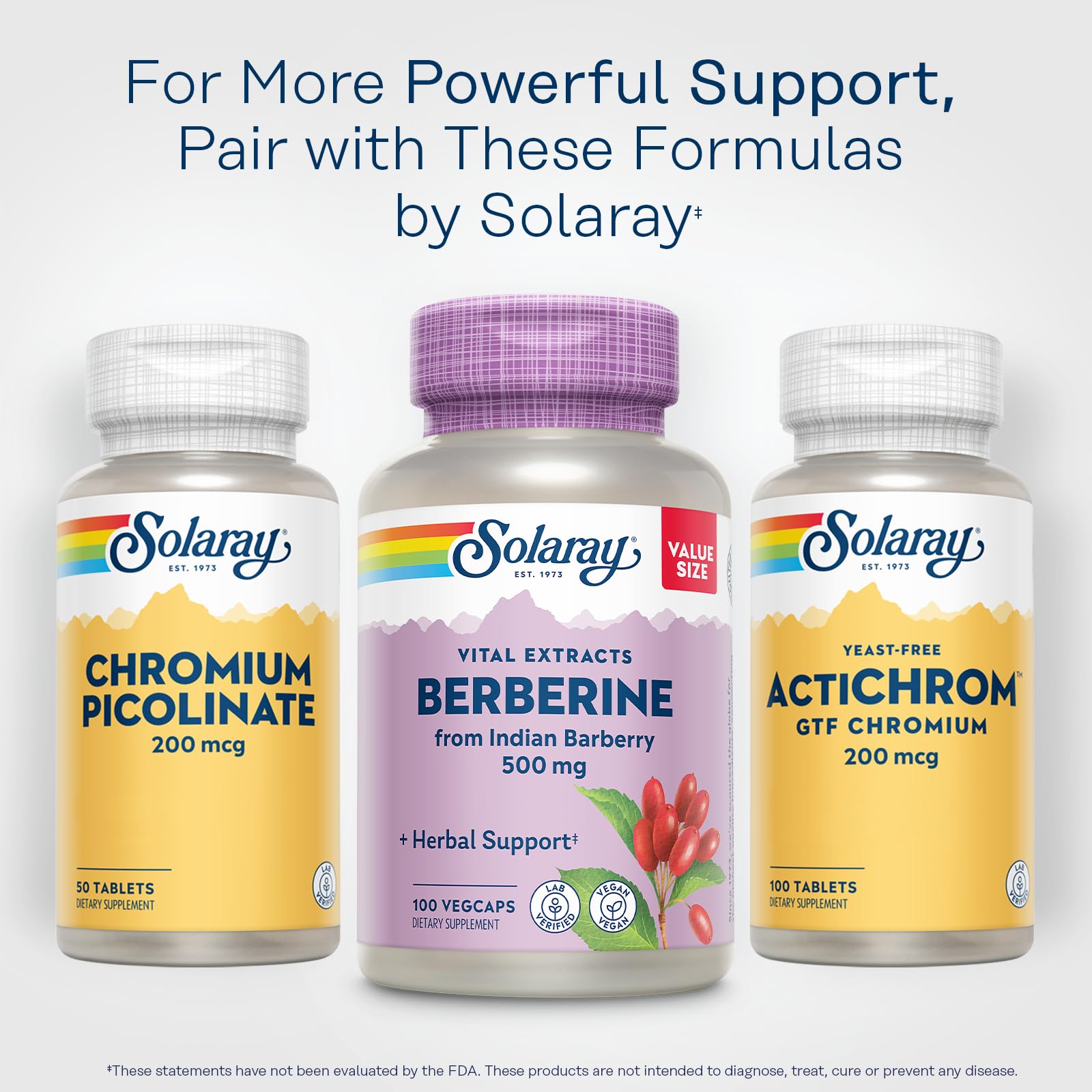 SOLARAY Berberine HCl 500mg supplement on a wooden table
