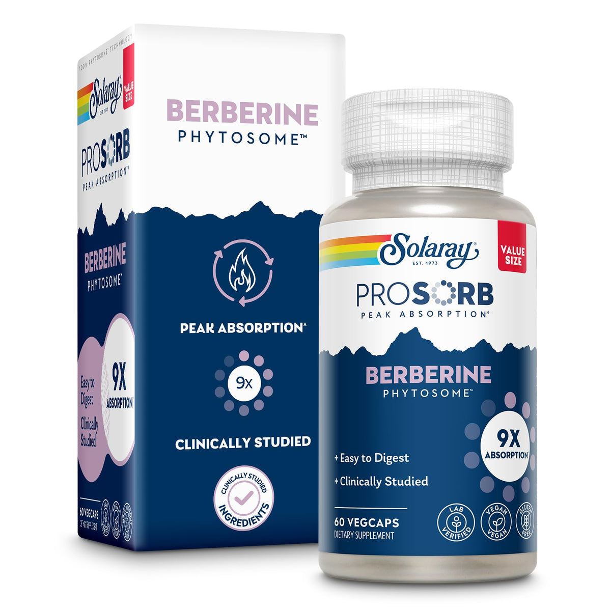SOLARAY Berberine Supplement 550mg 30% HCl front view