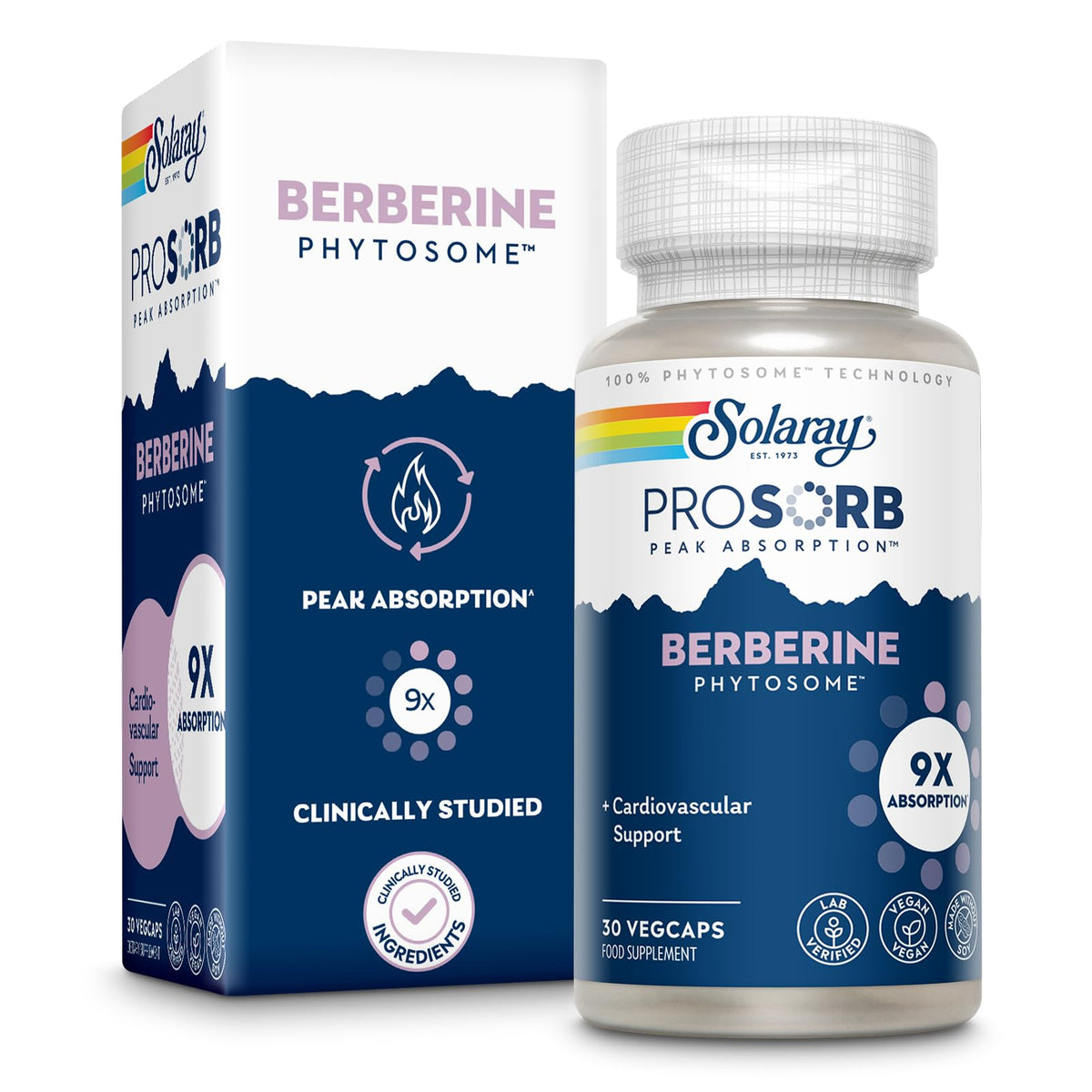 SOLARAY Berberine Supplement 550mg ProSorb Phytosome front view
