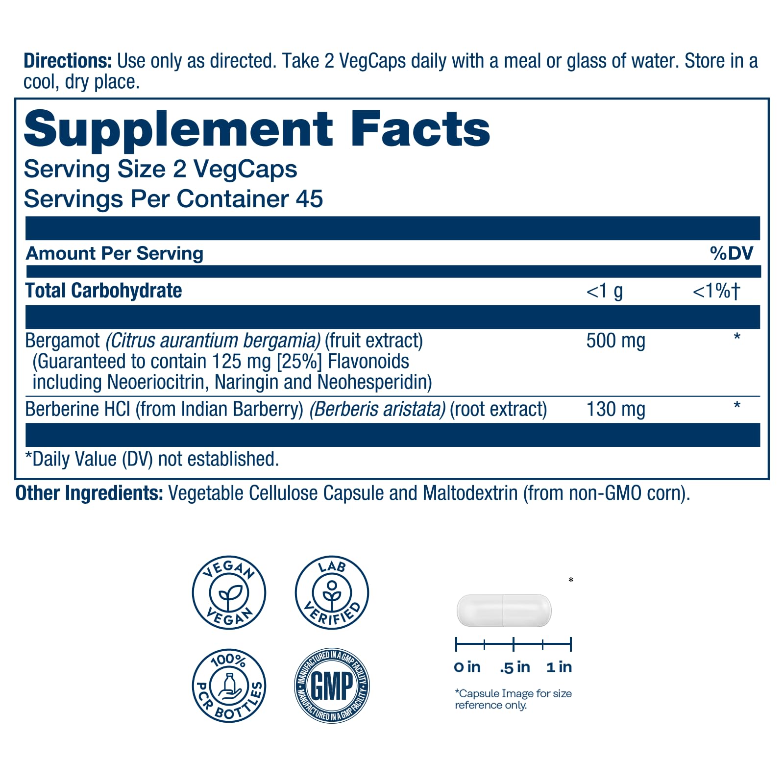 SOLARAY Bergamot & Berberine Supplement side view with bottle details