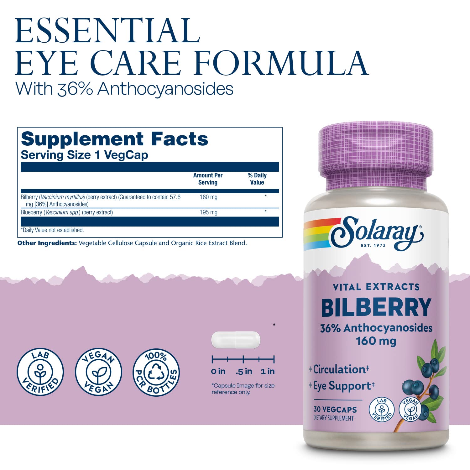 SOLARAY Bilberry Extract 60 VegCaps packaging