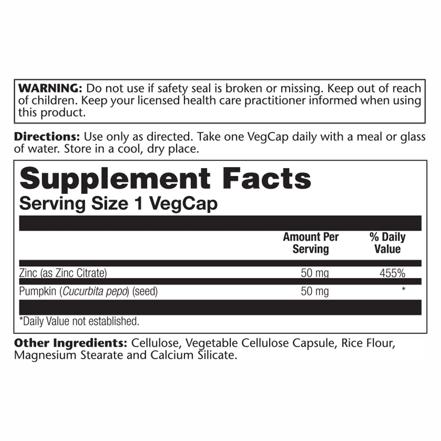 SOLARAY BioCitrate Zinc 50mg supplement capsule close-up