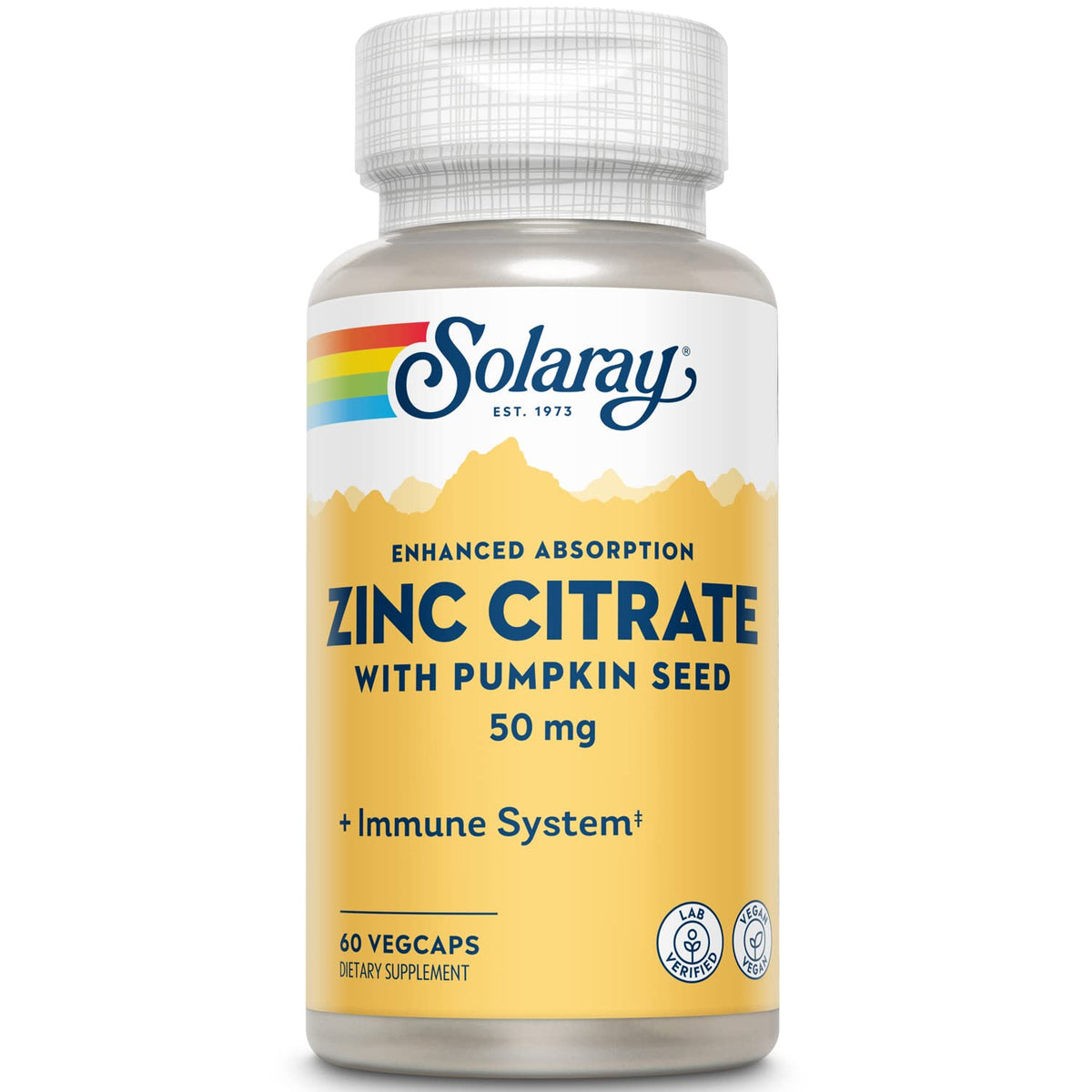 SOLARAY BioCitrate Zinc 50mg supplement front view