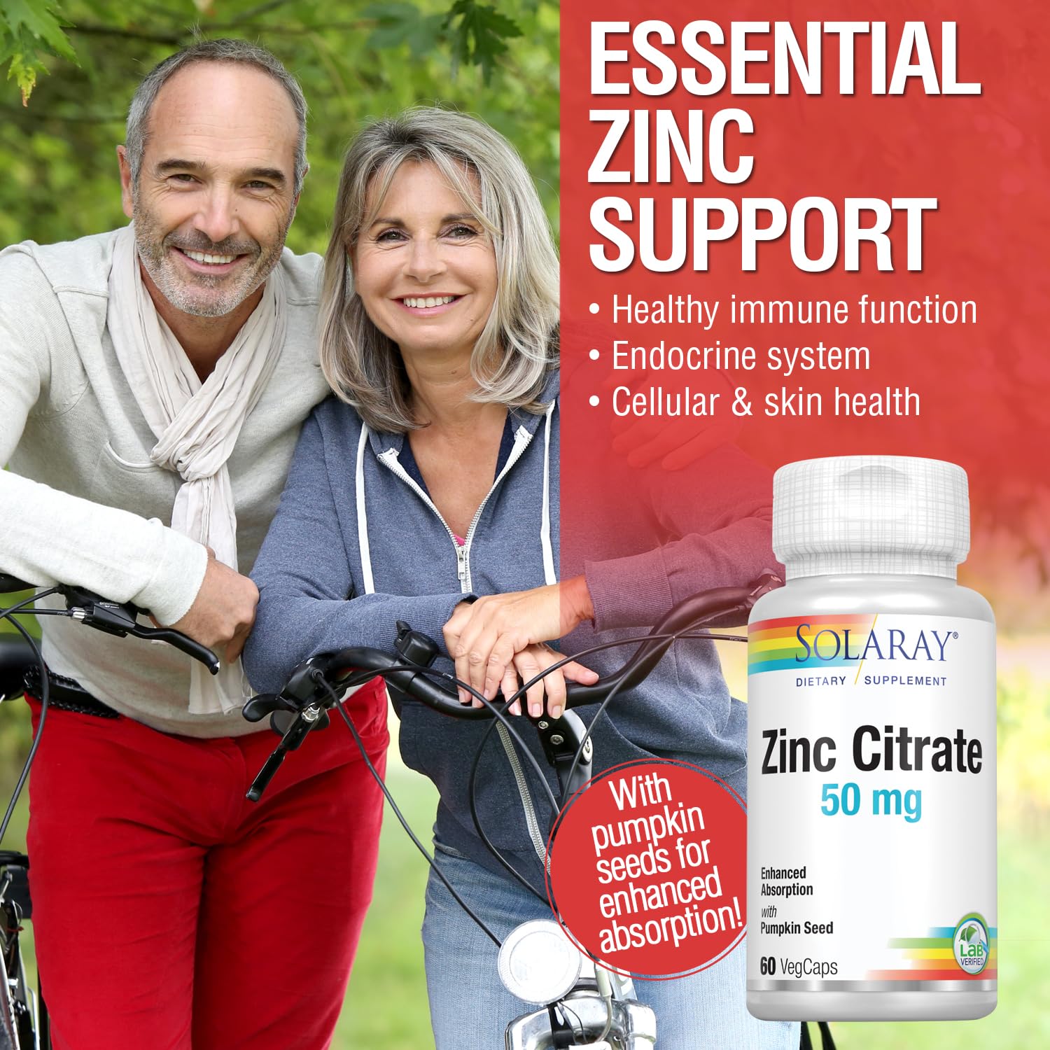 SOLARAY BioCitrate Zinc 50mg supplement packaging