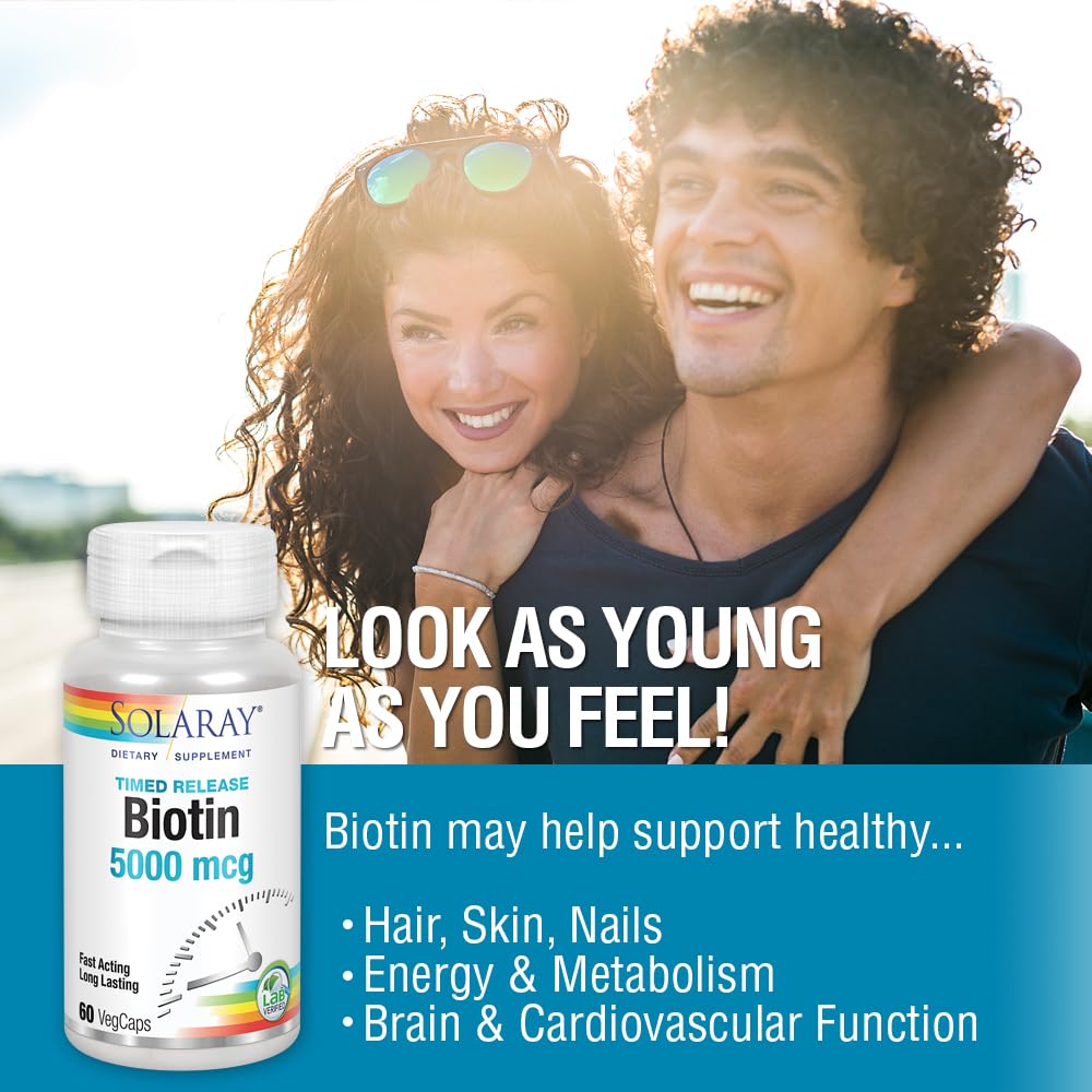 SOLARAY Biotin 5000 MCG Capsules with measuring spoon