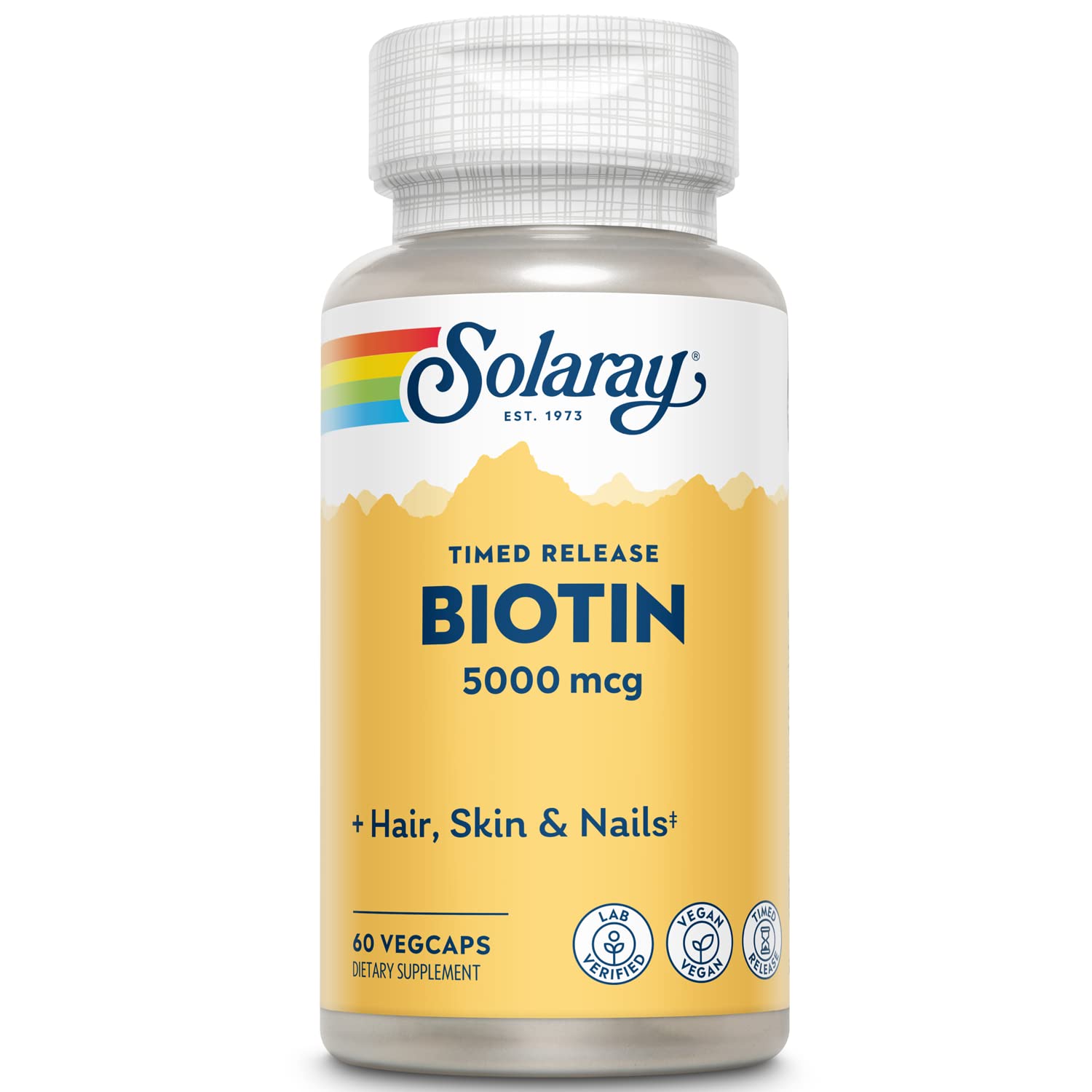 SOLARAY Biotin 5000 MCG Timed-Release Capsules front view