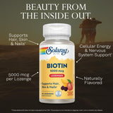 SOLARAY Biotin 5000MCG Lozenges back view showing ingredients