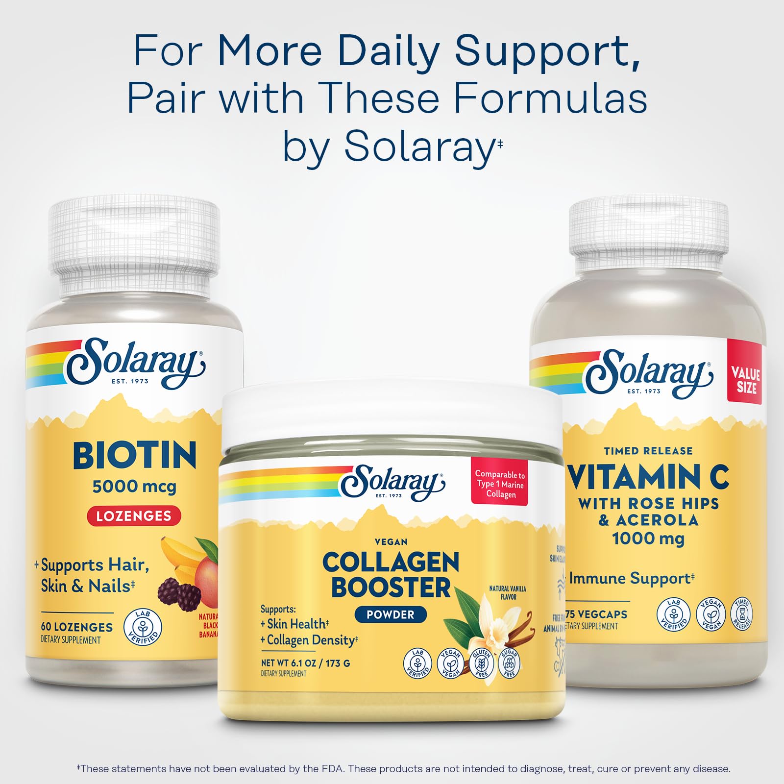 SOLARAY Biotin 5000MCG Lozenges on a wooden table