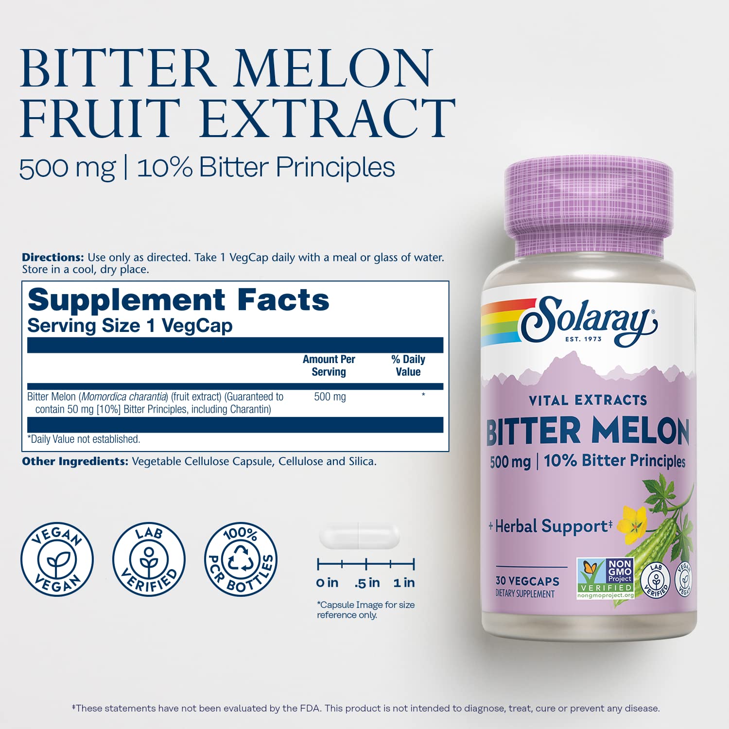 SOLARAY Bitter Melon Supplement capsule close-up