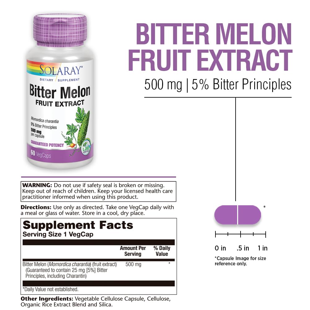 SOLARAY Bitter Melon supplement label details