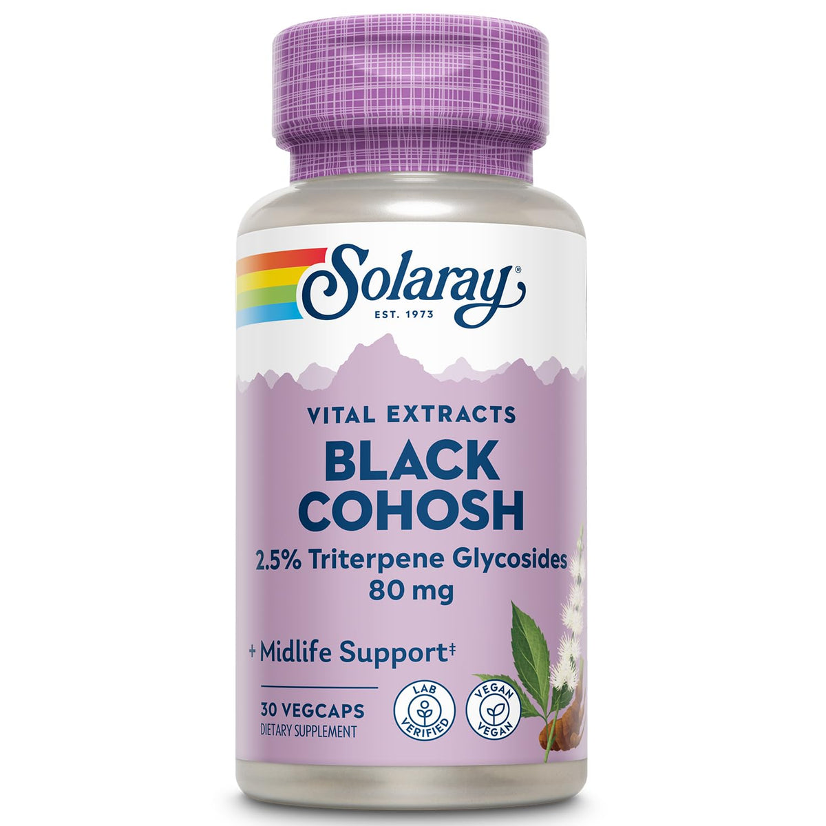 SOLARAY Black Cohosh 80mg Vegan Capsules front view