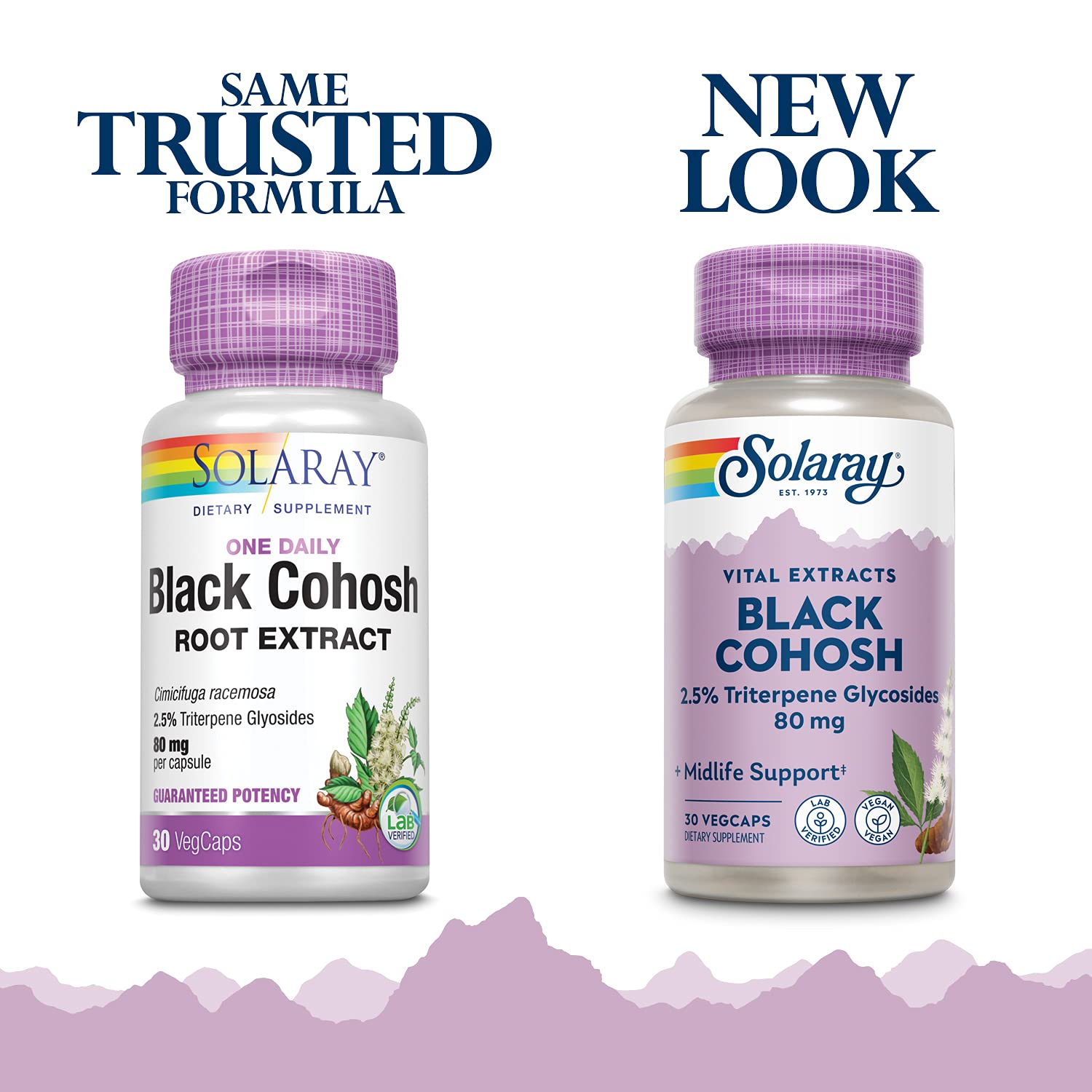 SOLARAY Black Cohosh 80mg Vegan Capsules side view with label