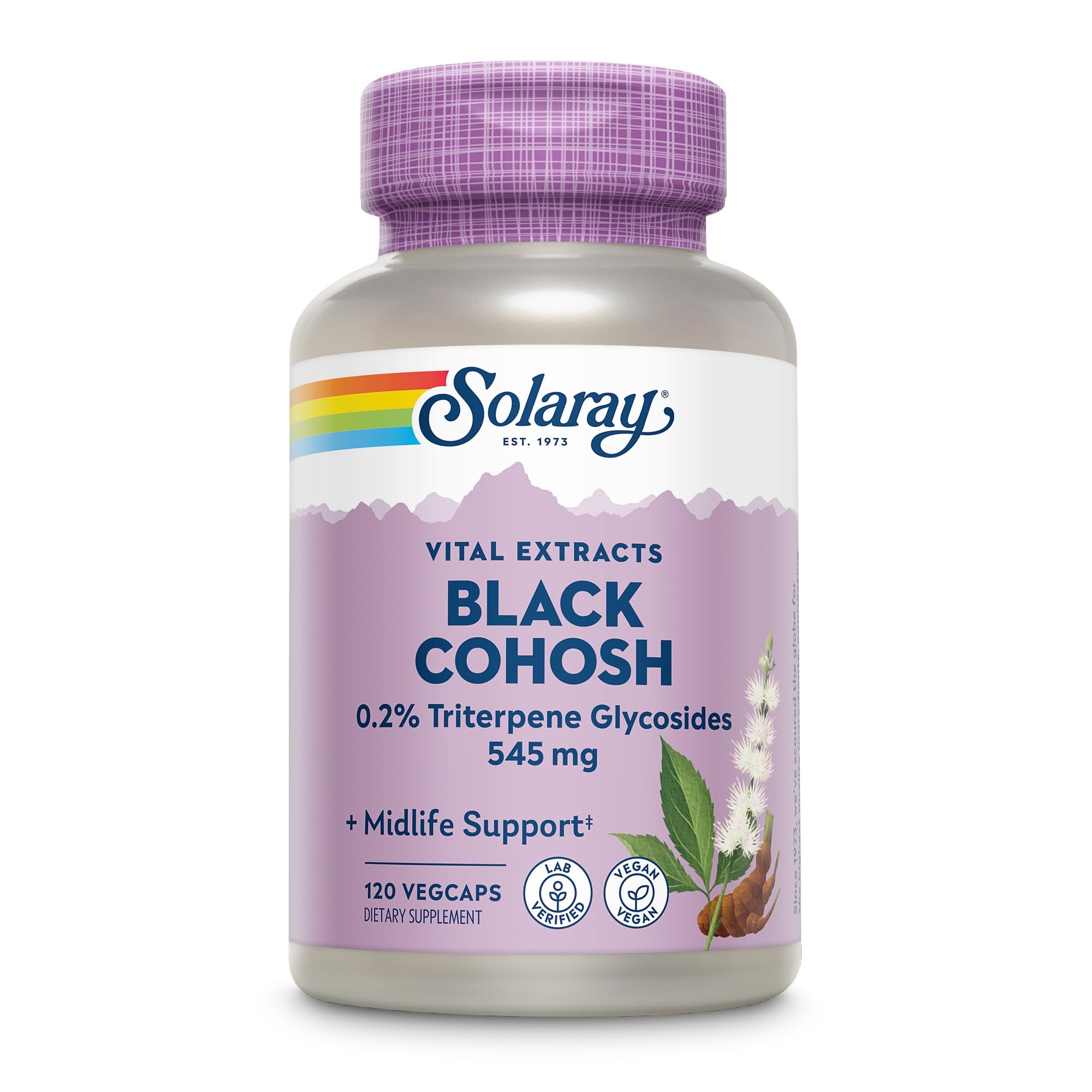 SOLARAY Black Cohosh Root Supplement 545mg bottle with cap