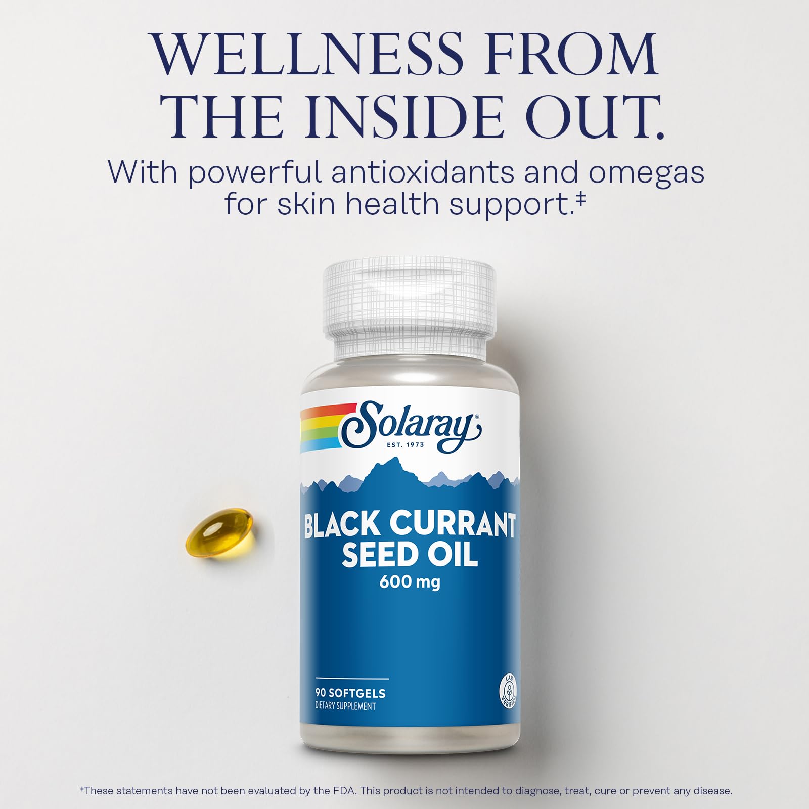 SOLARAY Black Currant Oil Softgels 600mg side view