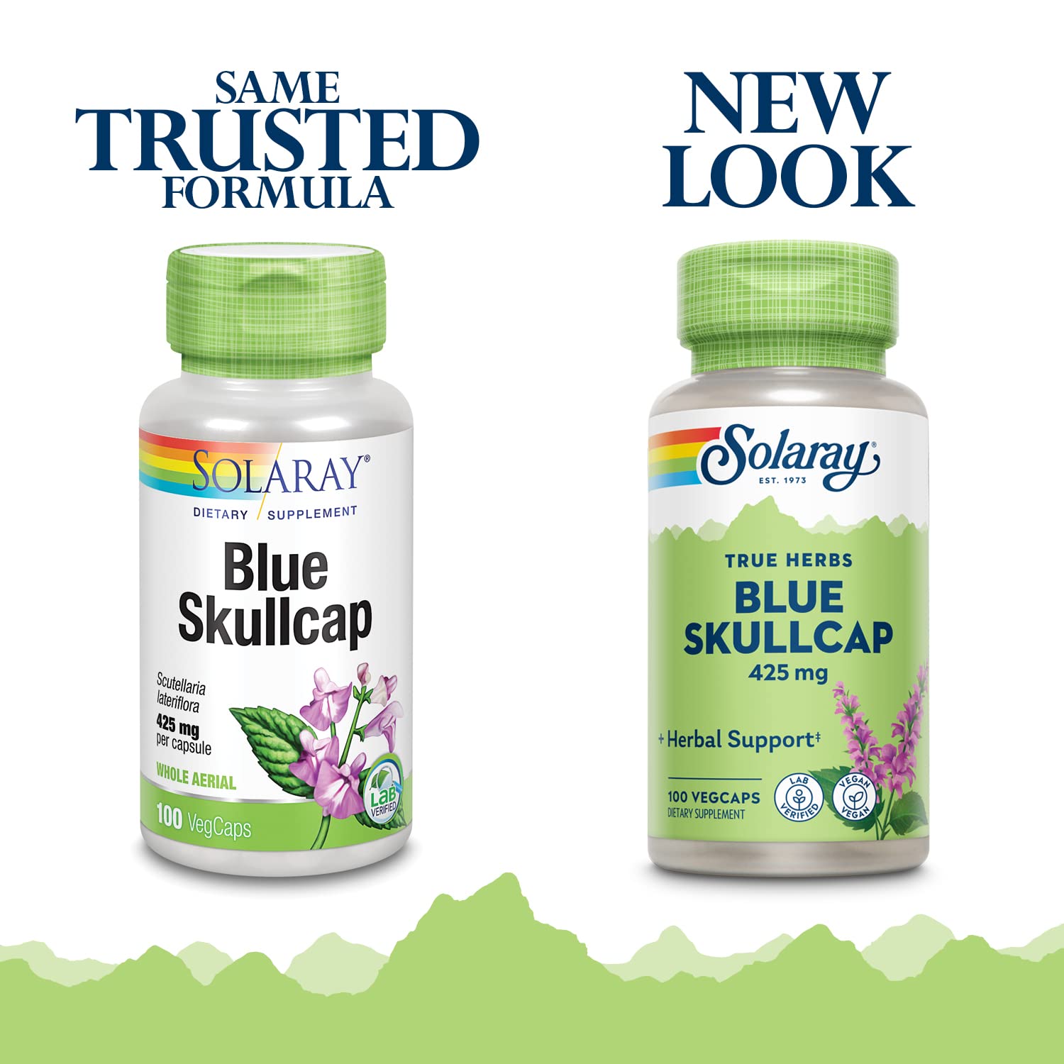 SOLARAY Blue Skullcap Capsules side view