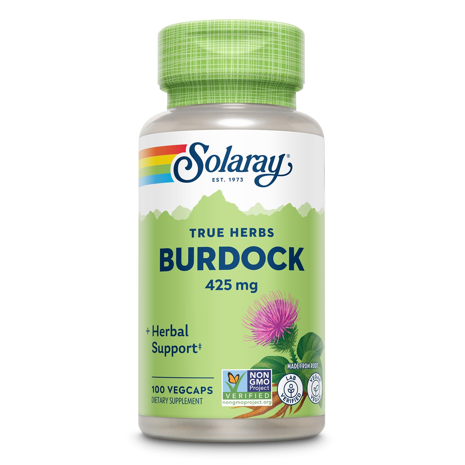SOLARAY Burdock Root Herbal Cleanse Supplement front view