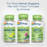 SOLARAY Burdock Root Herbal Cleanse Supplement on a wooden table