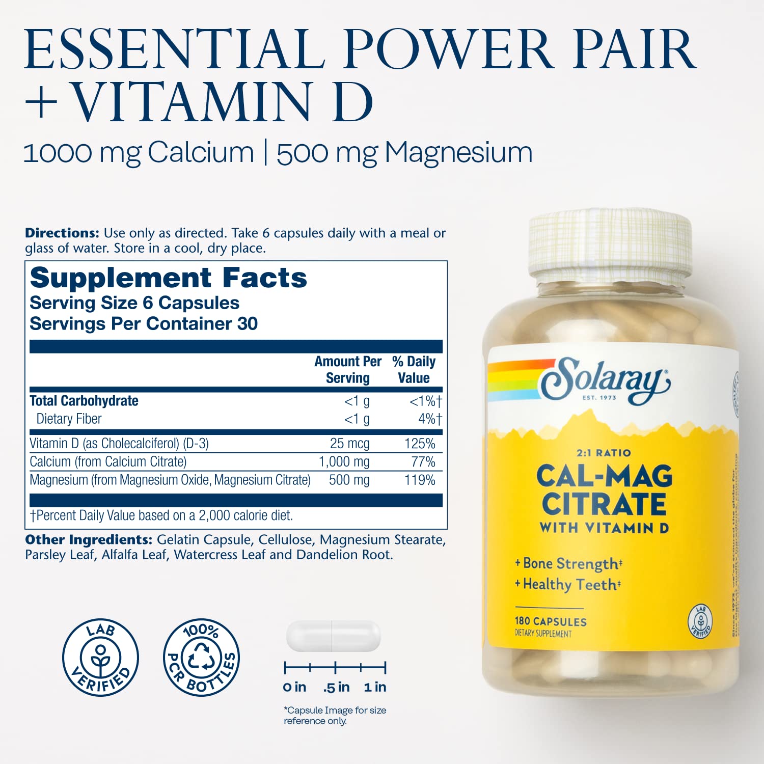 SOLARAY Cal Mag Complex bottle with 60 capsules