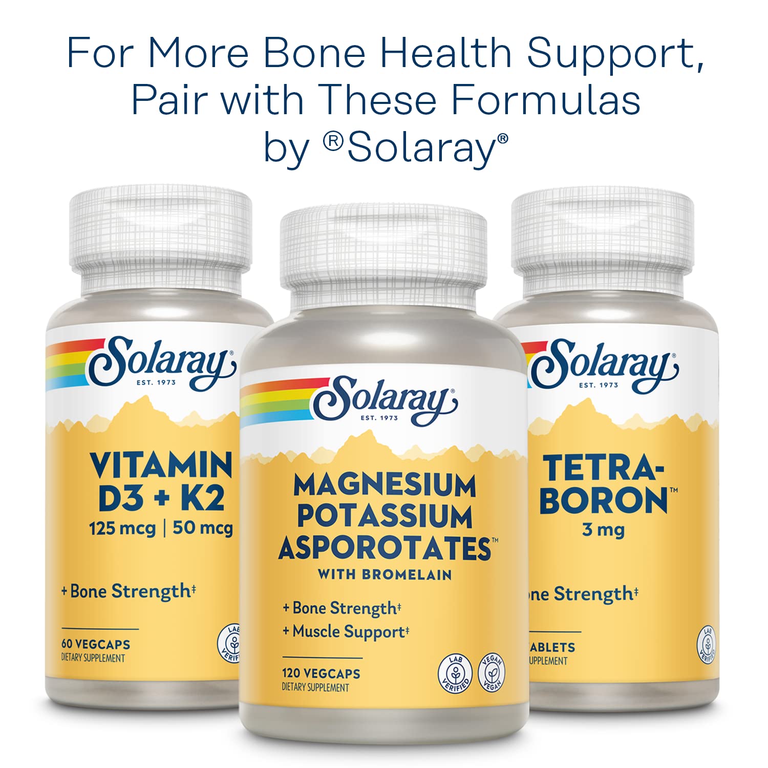 SOLARAY Cal Mag Complex capsules in a hand