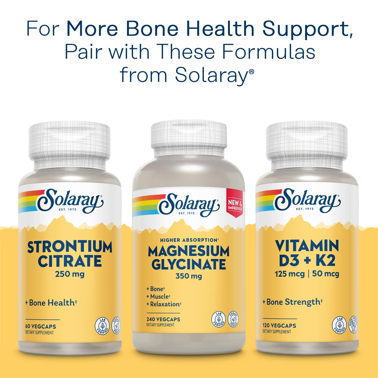 SOLARAY Calcium Bisglycinate Supplement 1000mg with a measuring spoon