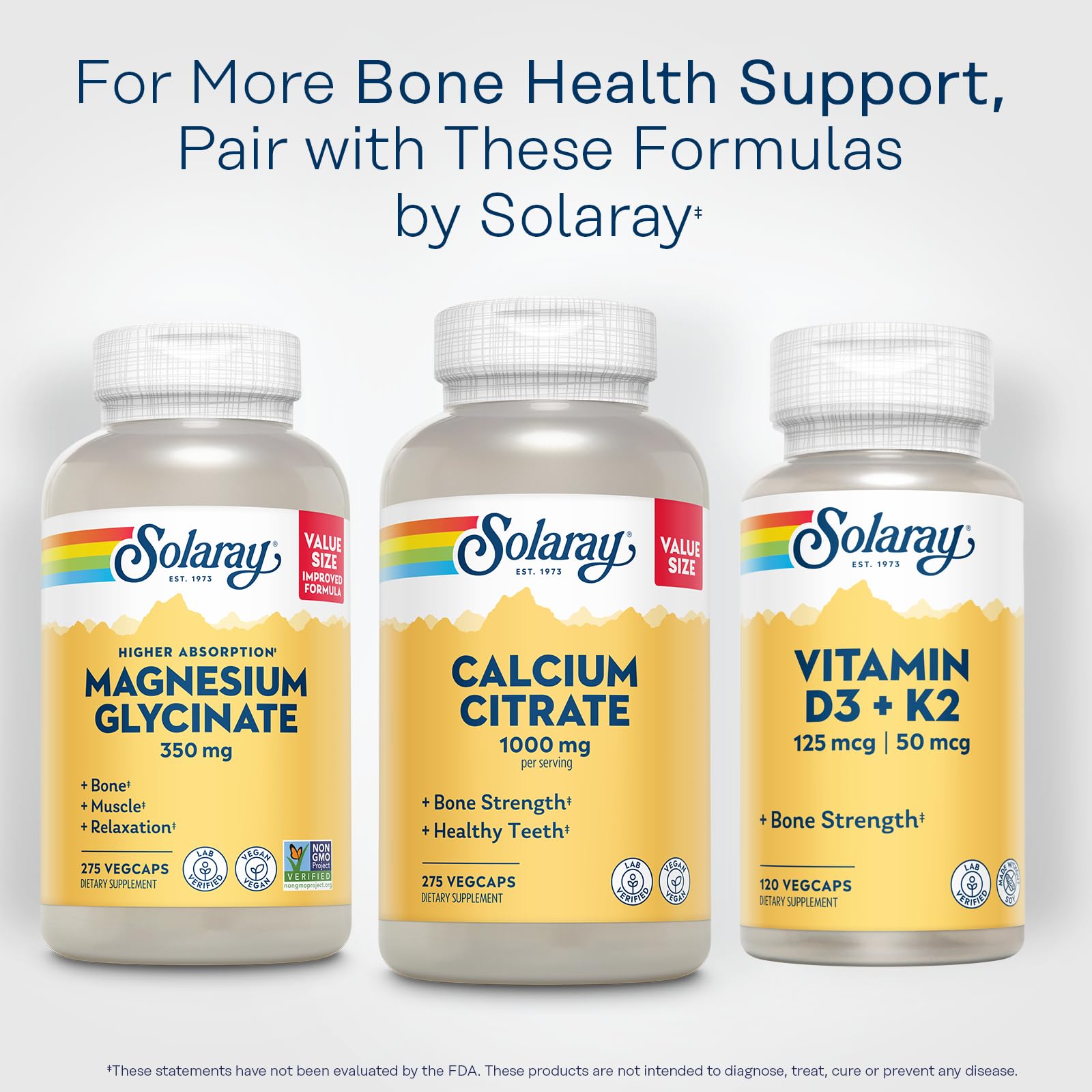 SOLARAY Calcium Citrate 1000mg capsules in a hand