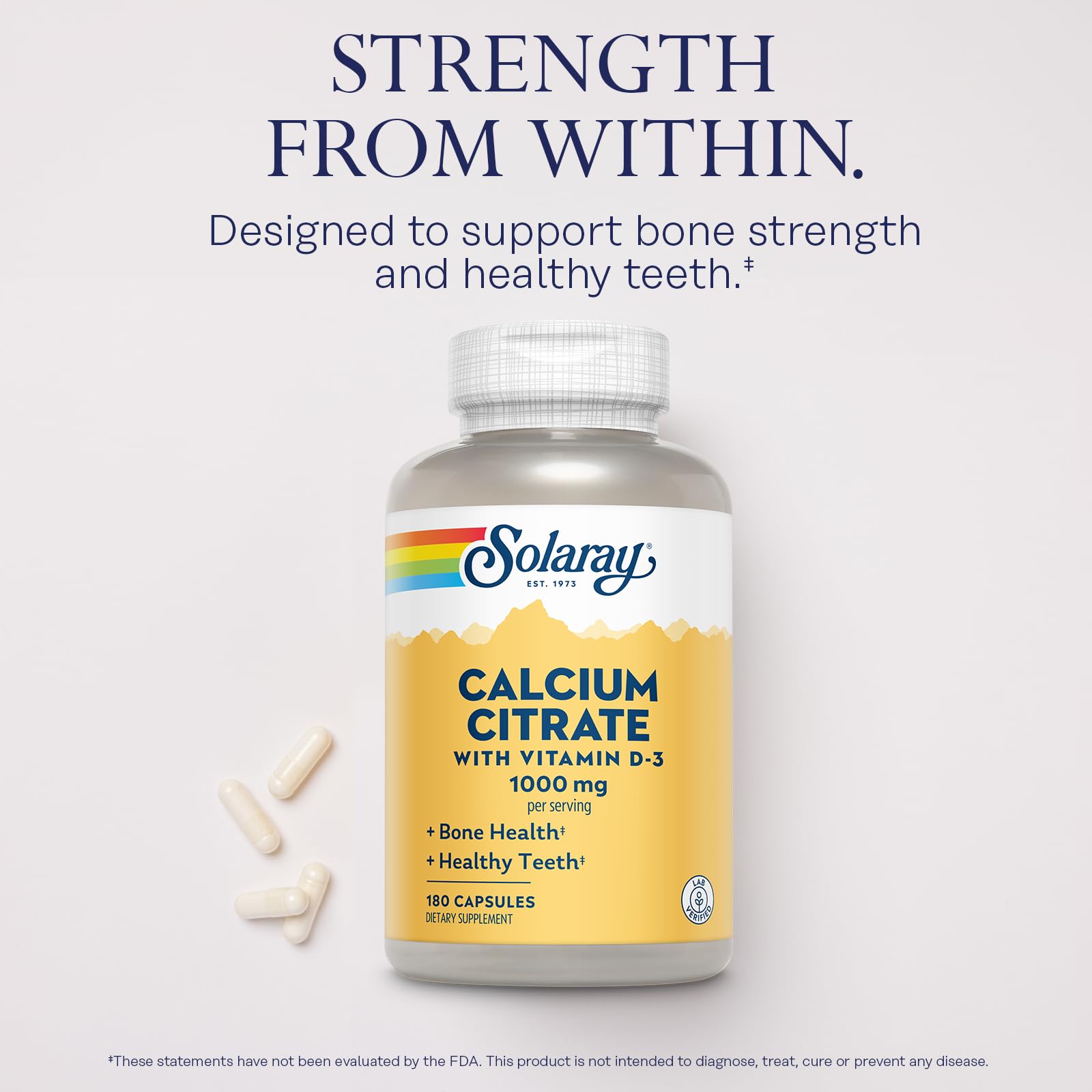 SOLARAY Calcium Citrate 1000mg with Vitamin D-3 back view