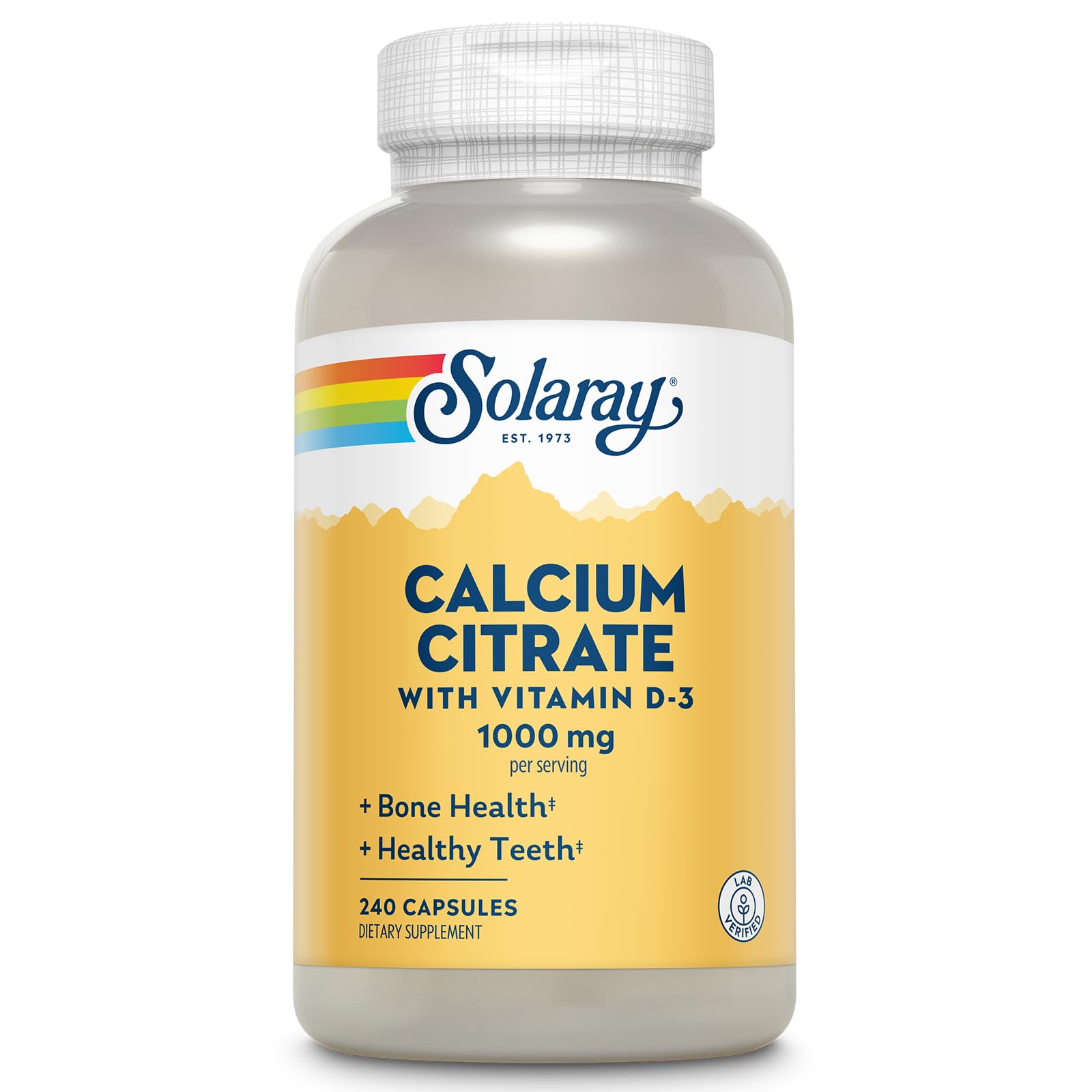 SOLARAY Calcium Citrate 1000mg with Vitamin D-3 capsules front view