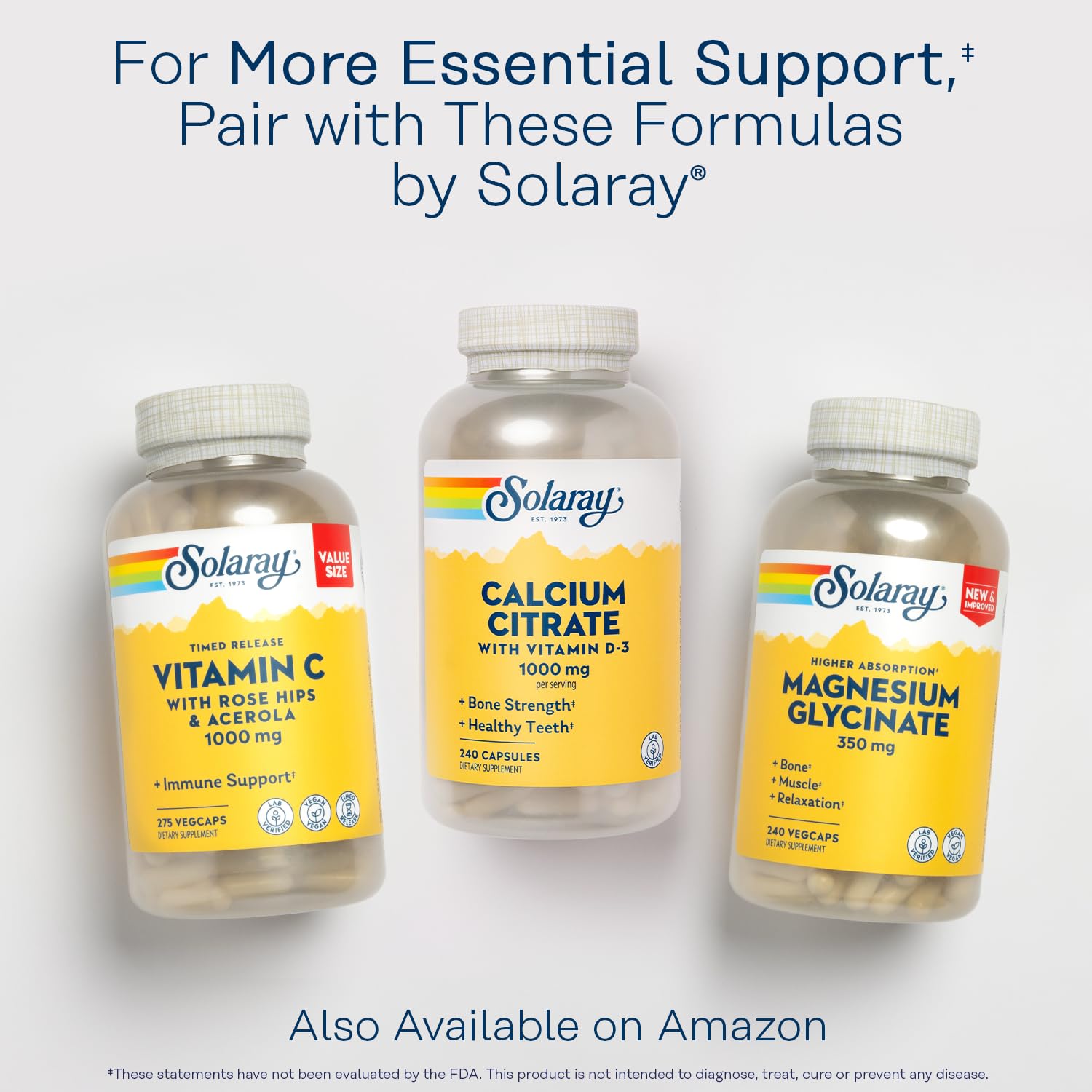 SOLARAY Calcium Citrate 1000mg with Vitamin D-3 capsules in a hand