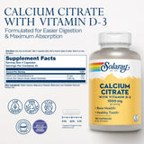SOLARAY Calcium Citrate 1000mg with Vitamin D-3 side view