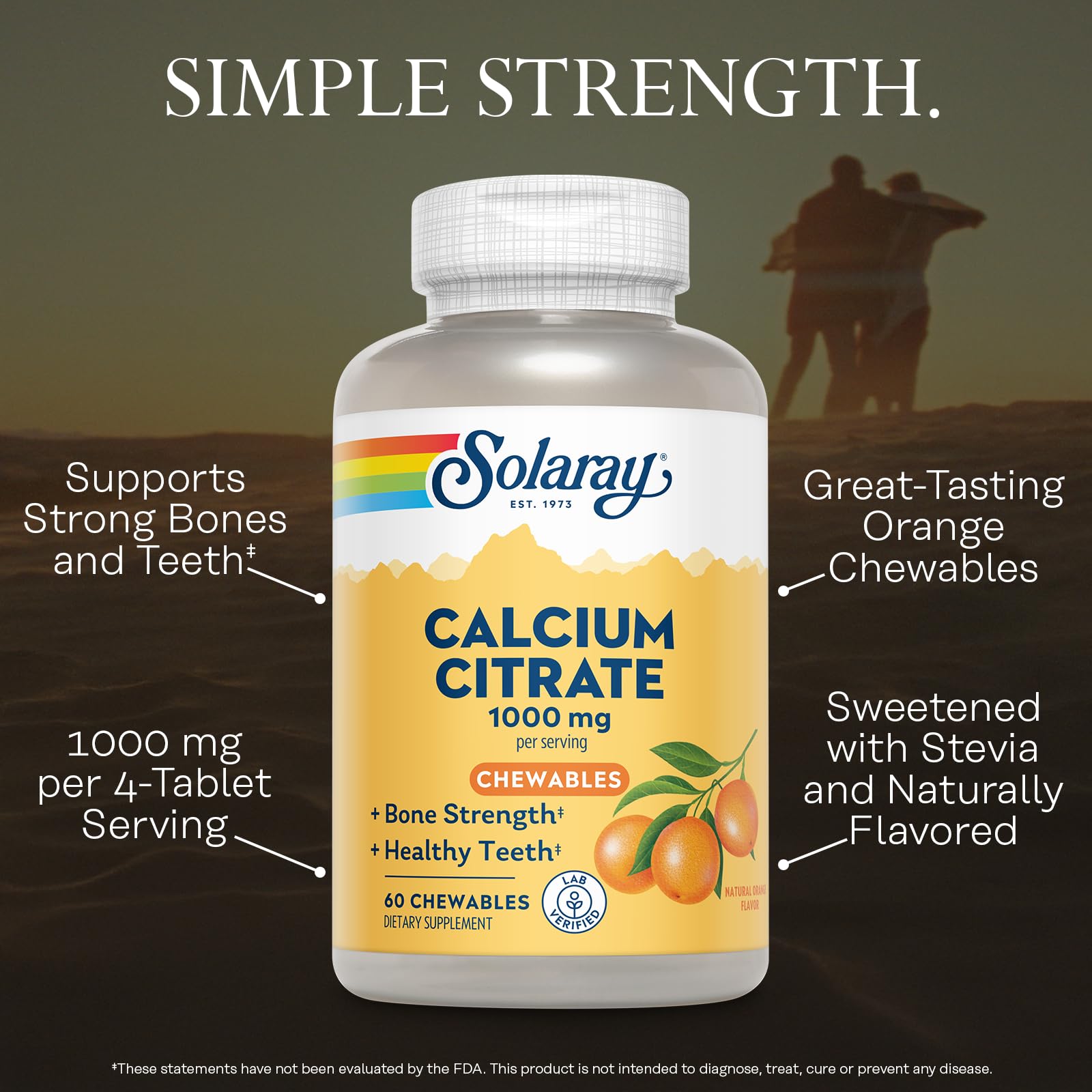 SOLARAY Calcium Citrate Chewables chewable tablets close-up