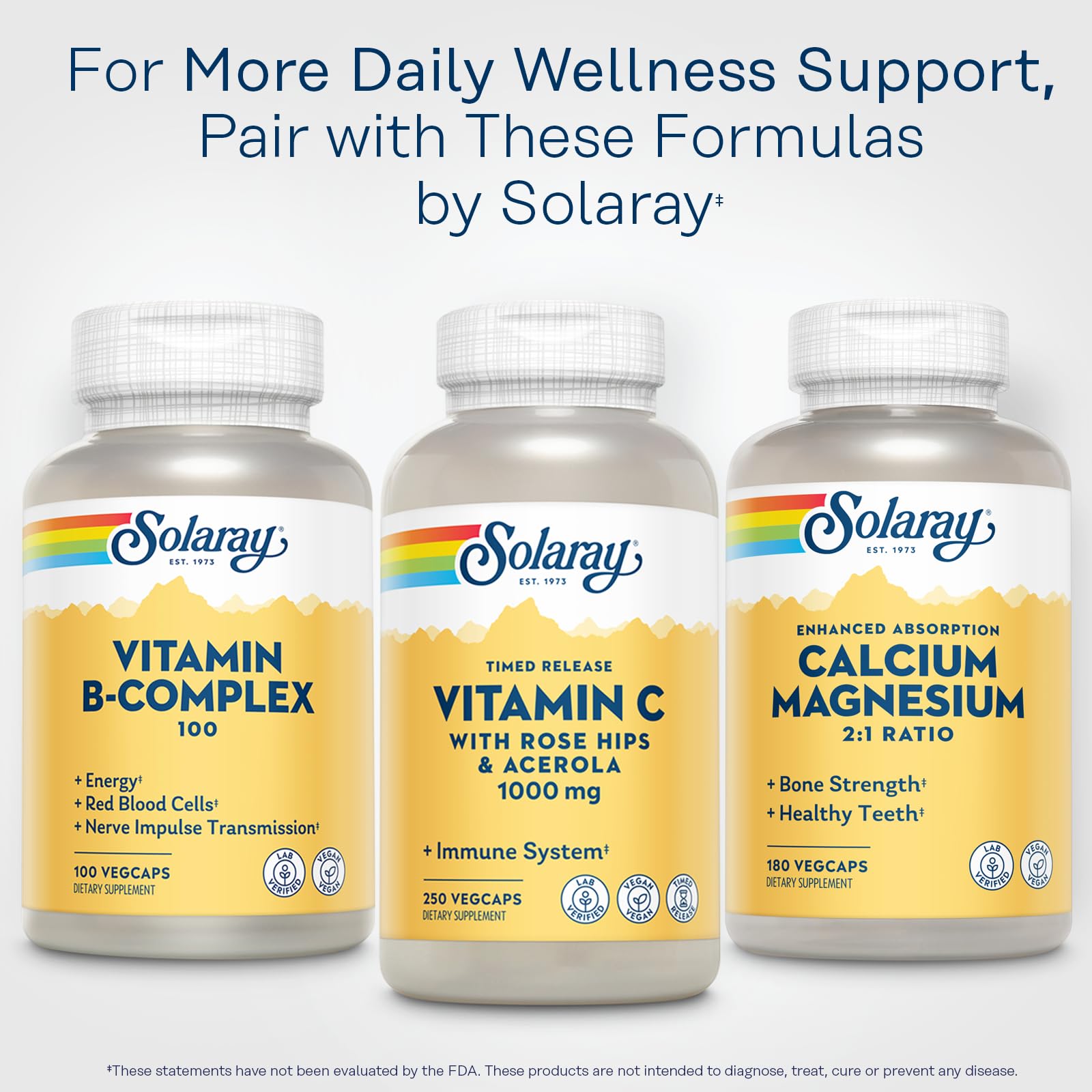 SOLARAY Calcium Magnesium Supplement packaging back view