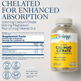 SOLARAY Calcium Magnesium with Vitamin D2 1000mg 500mg Capsules side view