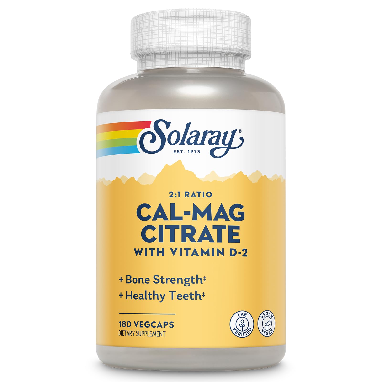 SOLARAY Calcium Magnesium with Vitamin D2 1000mg 500mg front view