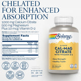 SOLARAY Calcium Magnesium with Vitamin D2 1000mg 500mg side view