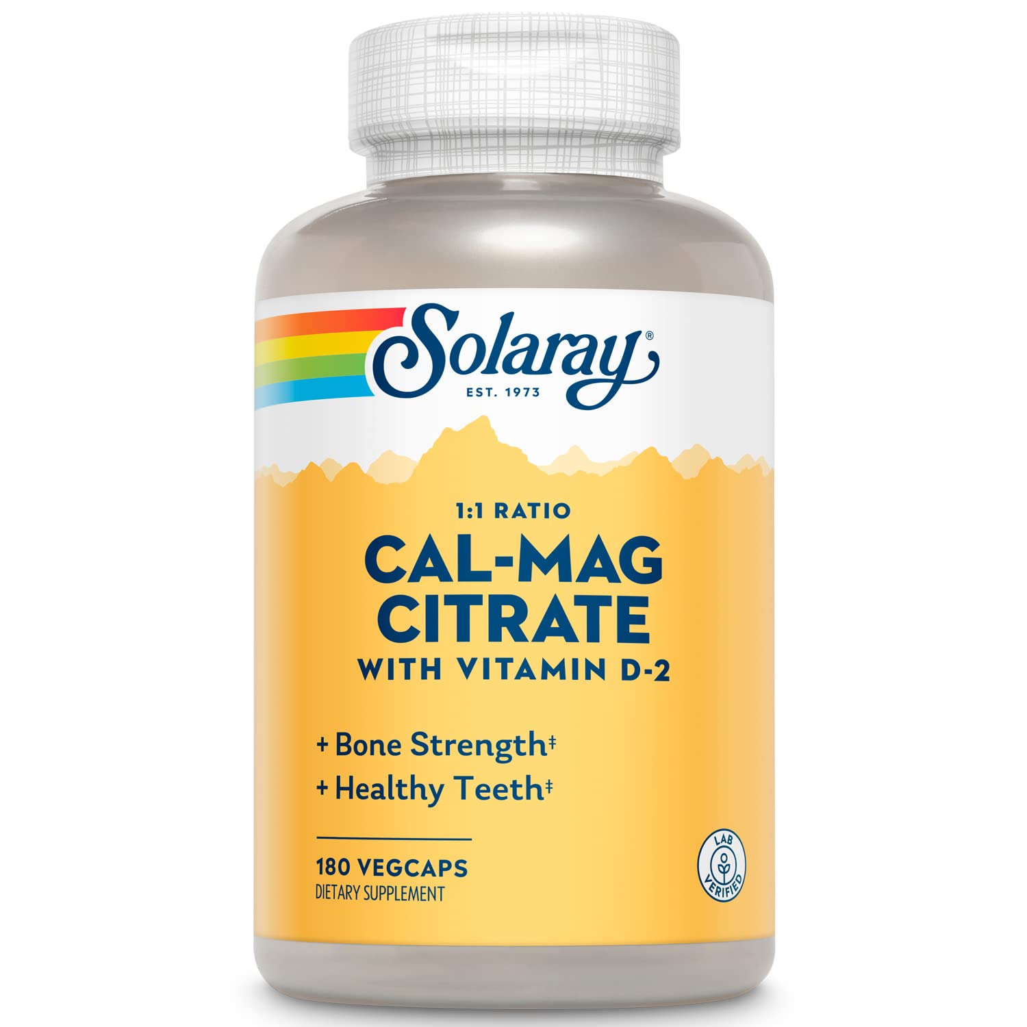 SOLARAY Calcium Magnesium with Vitamin D2 1000mg supplement front view